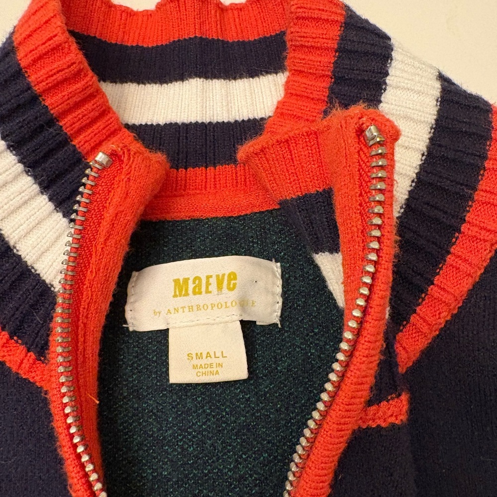 Maeve Vibrant Red and Navy Sweater